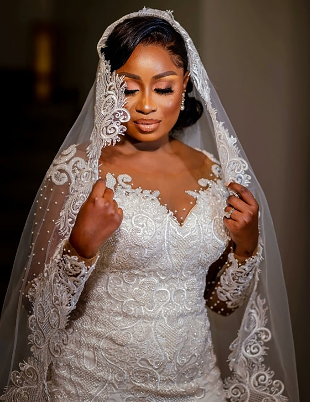 Plus Size Mermaid Wedding Dress Sheer Neck 3D Lace Appliques Pearls Wedding Gowns Custom Made Sexy Illusion Bridal Dresses