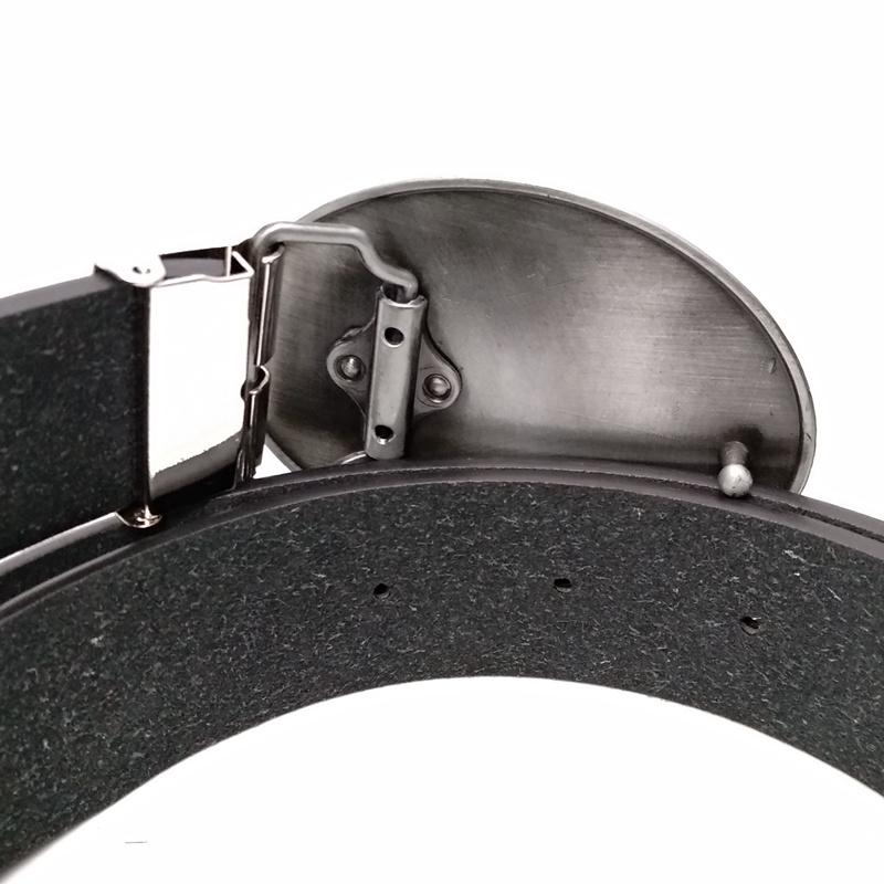 Belts Western Cowboy Riding Horse Lucky Luke Metal Buckle Casual Men Black PU Leather Fashion Accessories For Boy Male Gifts