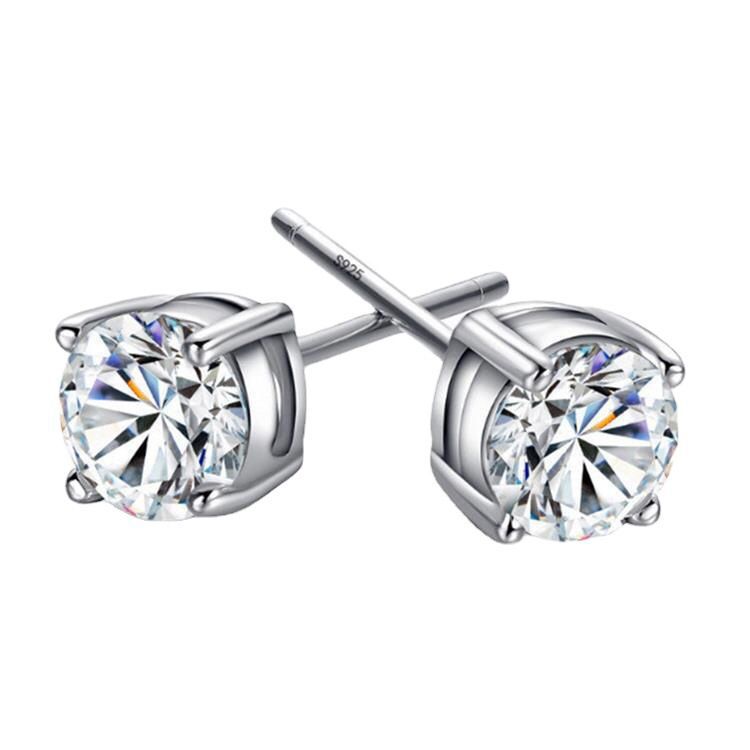 Classic Charm Zircon S925 Sterling Silver Stud Earring Ear Bone Nail Women Men No Fading No Allergies