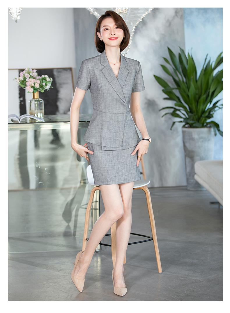 Two Piece Dress White Blazer Women Business Suits Skirt And Jacket Sets Office Ladies Work Wear Clothes Short SleeveTwo