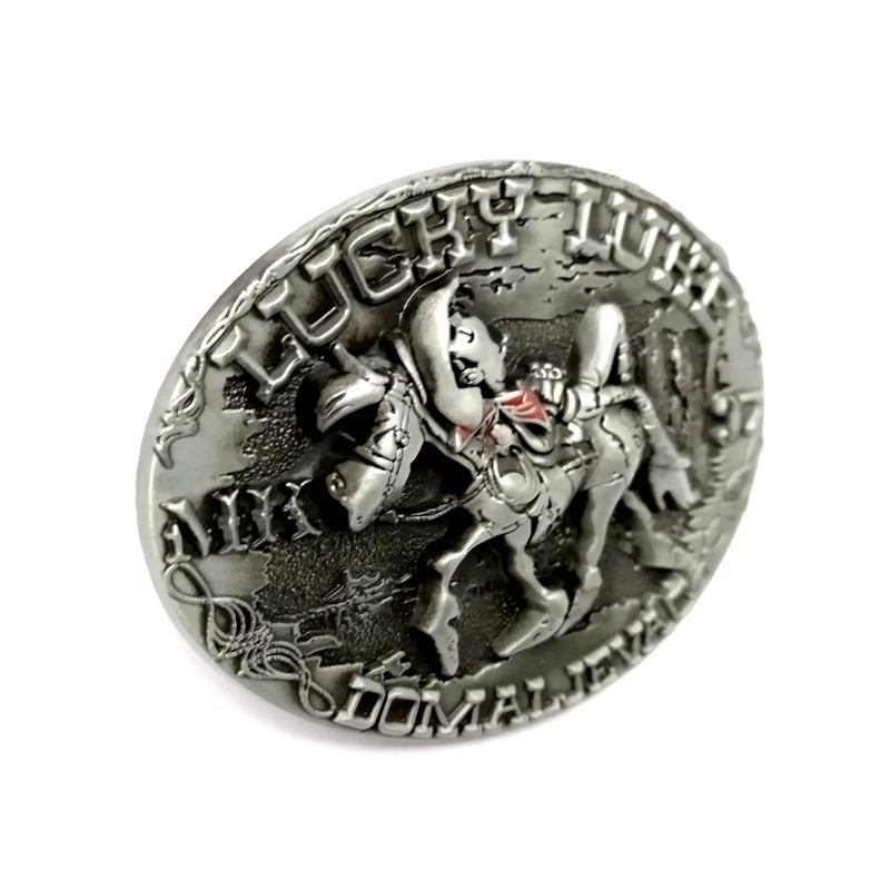 Belts Western Cowboy Riding Horse Lucky Luke Metal Buckle Casual Men Black PU Leather Fashion Accessories For Boy Male Gifts