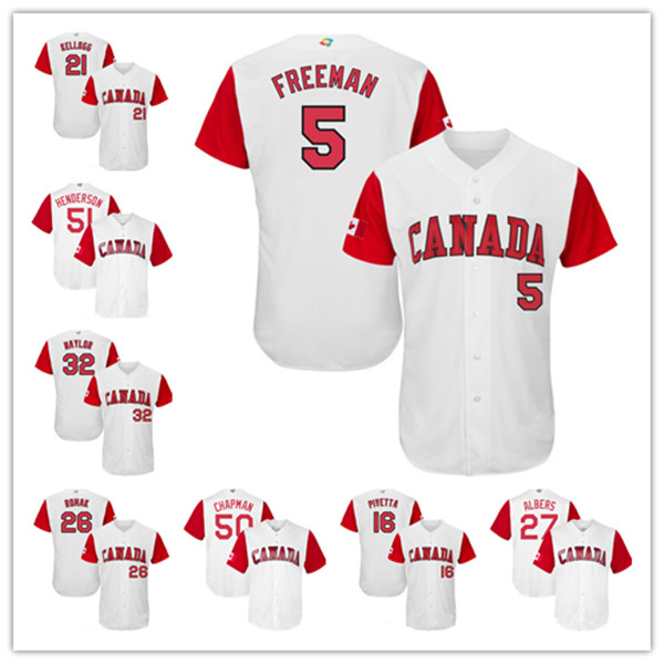 Team Canada 2017 World Baseball Classic Jerseys JOEY VOTTO FREDDIE FREEMAN Josh Naylor Scott Mathieson Shane Dawson Ryan Kellogg Nick Pivetta Jim Henderson Custom