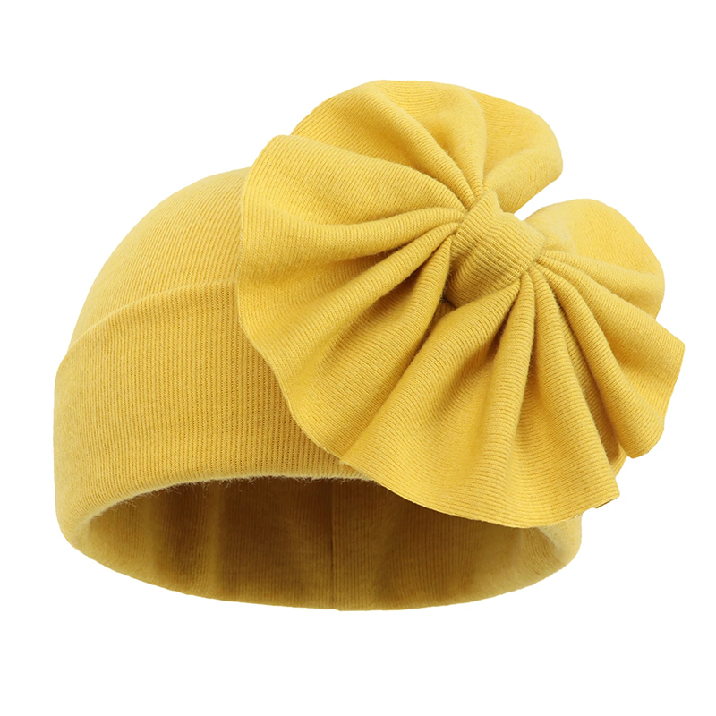Caps & Hats Oversized Large Bow Bonnet for Baby Headwear Newborn Bowknot Turban Hat Cute Cotton Solid Hairbow Beanie Bunny Hat Infant Hats
