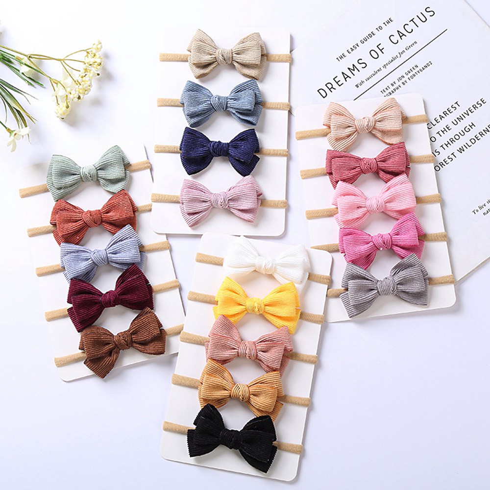 Newborn Turban Baby Ribbon Headbands Girl Hair Bow Solid Rabbit Ear Head Wrap Soft Children Turban Lovely Kids Elastic Hairbands 1429