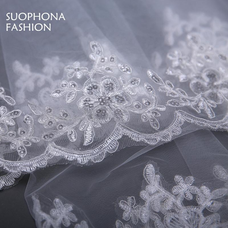 Bridal Veils Arrival Lace Edge Veil White With Comb Wedding Accessories Bride Velo De Novia