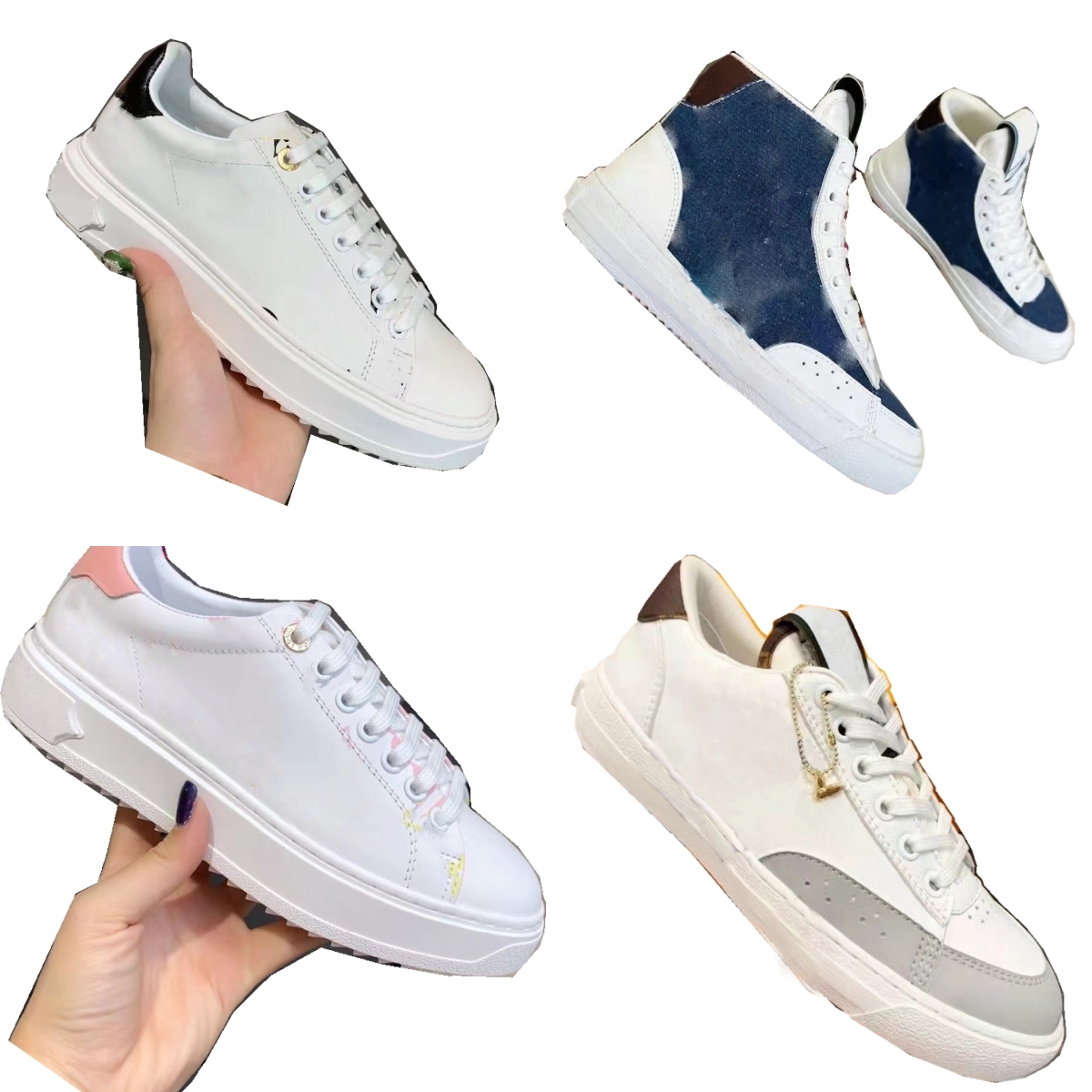 Men High Top Low Top Shoes Women Flat-Bottom Leather White shoe Stitching Brown Lace Up Couple Canvas Sneaker Leathers Lining Rubber Sole with Box Size 35-45
Men High Top Low Top Shoes Women Flat-Bottom Leather White shoe Stitching Brown Lace Up Couple Canvas Sneaker Leathers Lining Rubber Sole with Box Size 35-45