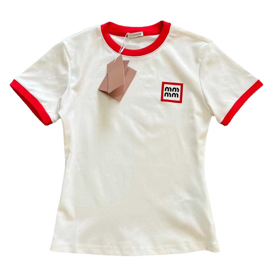 MUU Spring 2023 Women Designer Tops Tees New Collision Color Letter LGO Casual Slim Round Neck Short Sleeve T-shirt Women Clothing
MUU Spring 2023 Women Designer Tops Tees New Collision Color Letter LGO Casual Slim Round Neck Short Sleeve T-shirt Women Clothing