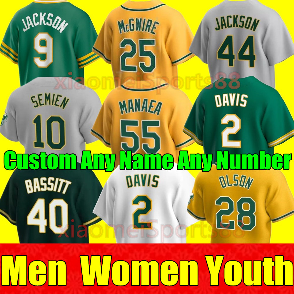 2024 S-4XL Baseball Jersey Sean Murphy Manny Pina Athletics Reggie Jackson Jose Canseco Tony Kemp Rickey Henderson Esteury Ruiz Seth Brown Kevin Smith Men Women Youth