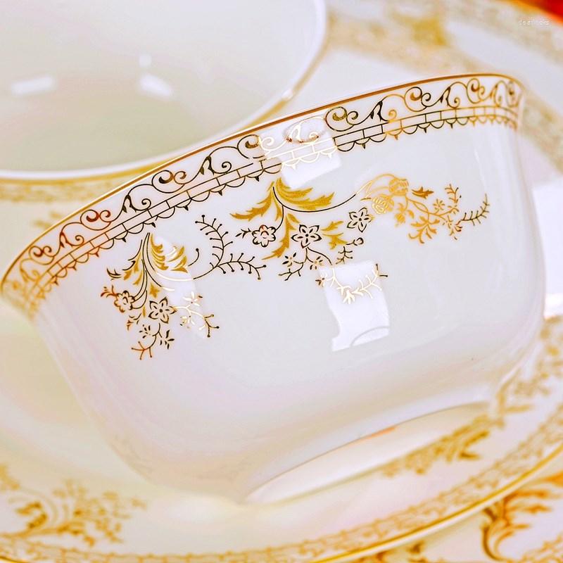 Dinnerware Sets Set Dishes Bone China Combination Tableware Plates Ceramic Dinner Service X2501071