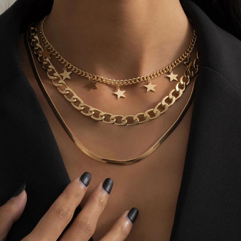 Chains Vintage Style Round Layered Necklace Plated Alloy Gold Color For Women Herringbone Chain Daily AccessoriesChains
Chains Vintage Style Round Layered Necklace Plated Alloy Gold Color For Women Herringbone Chain Daily AccessoriesChains