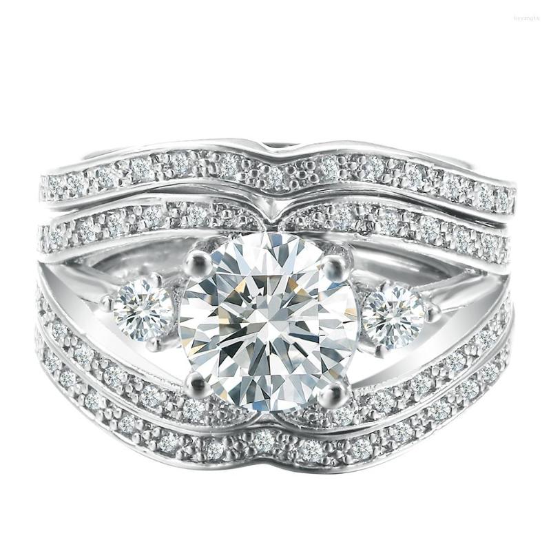 Wedding Rings 3 Piece Luxury Silver Color Ring Set Round Fashion White Flower Cubic Zirconia Jewelry For Women As Christmas Gifts
Wedding Rings 3 Piece Luxury Silver Color Ring Set Round Fashion White Flower Cubic Zirconia Jewelry For Women As Christmas Gifts