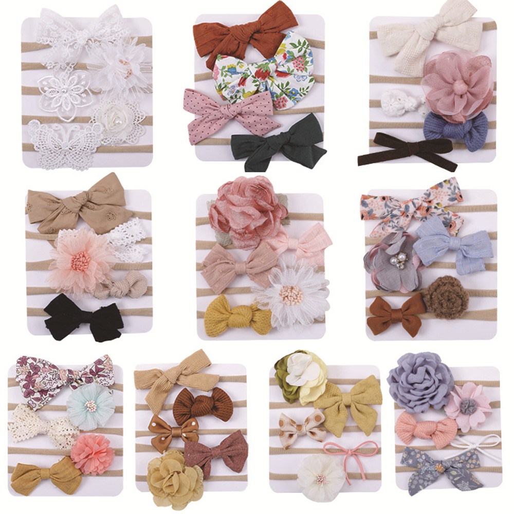Lace Bows Baby Girl Ribbon Headband With Elastic Soft Hair Bands Kids Headwear Newborn Headbands Baby Hairs Accessories 1438