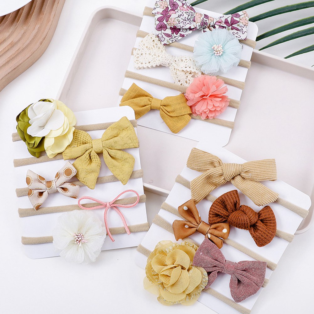 Lace Bows Baby Girl Ribbon Headband With Elastic Soft Hair Bands Kids Headwear Newborn Headbands Baby Hairs Accessories 1438