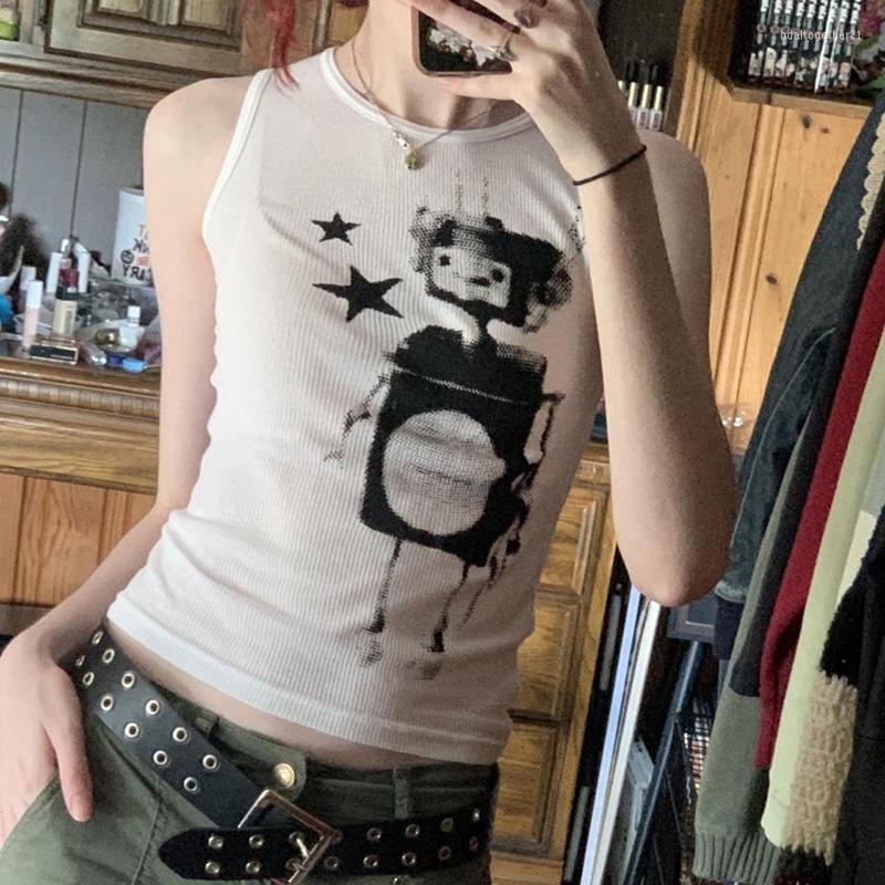 Women' Tanks Combhasaki Women Y2K Cartoon Robot Star Print Sleeveless Round Neck Wrap Chest Vests Slim Fit Exposed Navel Crop Tank Tops, White
Women' Tanks Combhasaki Women Y2K Cartoon Robot Star Print Sleeveless Round Neck Wrap Chest Vests Slim Fit Exposed Navel Crop Tank Tops, White