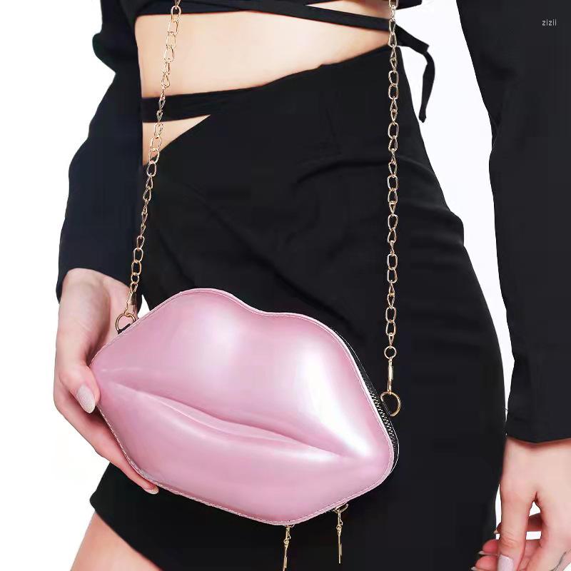 Evening Bags Creative Cute Lips Shoulder Chain Bag Women's Simple Fashion Lipstick Messenger Party Valentine's Day/birthday Gift