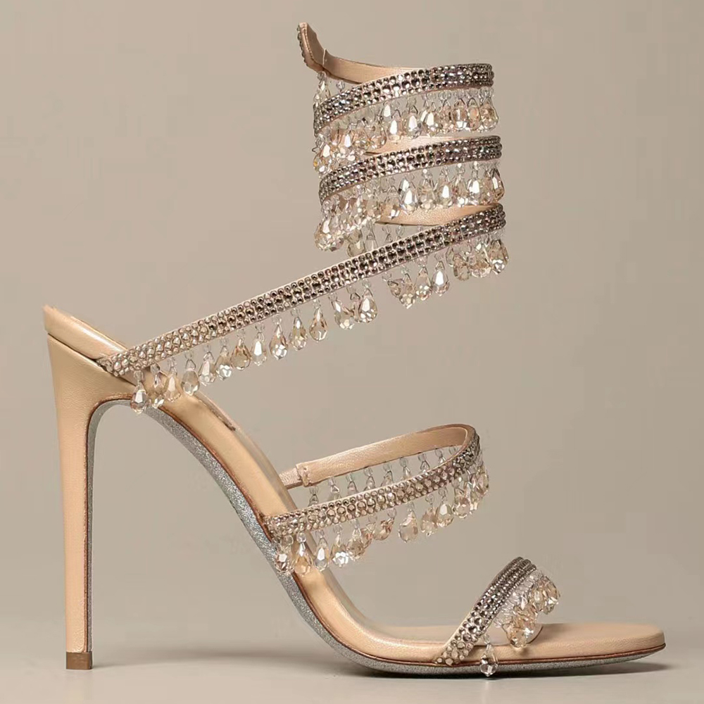 Nude Cleo Crystal Lamp Ornament fine Heels sandals 95mm Pearl Evening shoes women high heeled Luxury Designers Wraparound Dress shoe factory footwear, 1#
Nude Cleo Crystal Lamp Ornament fine Heels sandals 95mm Pearl Evening shoes women high heeled Luxury Designers Wraparound Dress shoe factory footwear, 1#