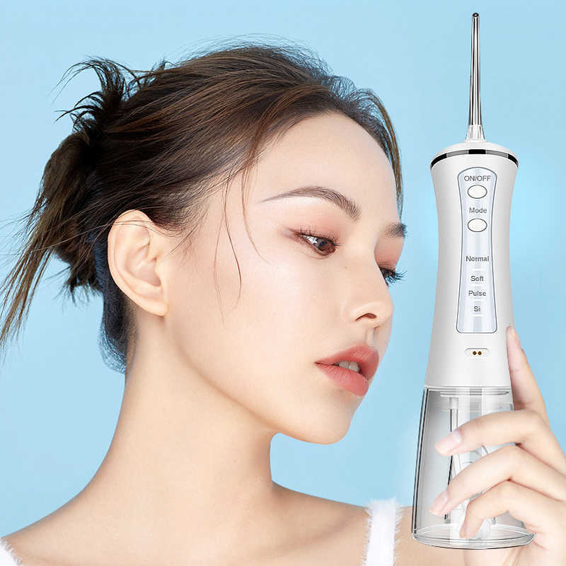 Oral Irrigators Other Hygiene 300ml Irrigator Rechargeable Portable Water Flosser 4 Modes Dental Jet Floss IPX7 proof Teeth Cleaner 4 Nozzles 221215