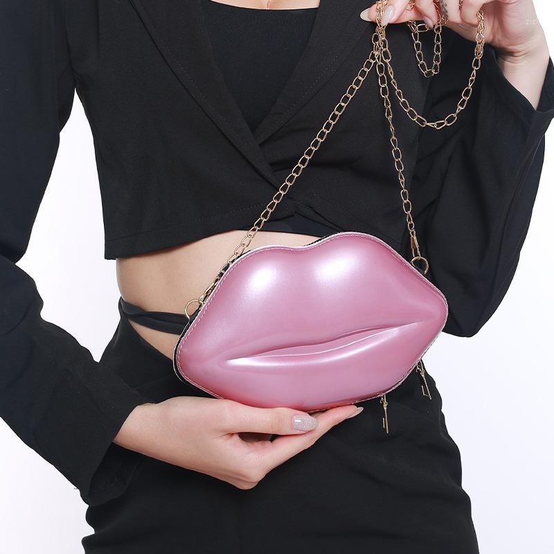 Evening Bags Creative Cute Lips Shoulder Chain Bag Women's Simple Fashion Lipstick Messenger Party Valentine's Day/birthday Gift