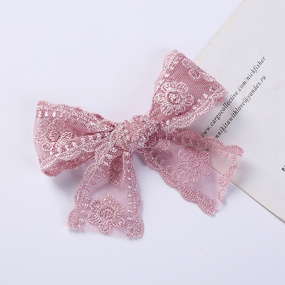 Lace Solid Color Ribbon Bows Hair Clip For Kids Girls Hollow Bowknot Barrettes Hair Pins Baby Headwear Hair Accessories 1459