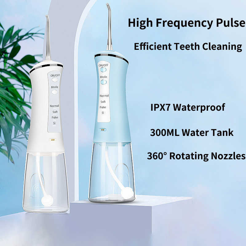 Oral Irrigators Other Hygiene 300ml Irrigator Rechargeable Portable Water Flosser 4 Modes Dental Jet Floss IPX7 proof Teeth Cleaner 4 Nozzles 221215