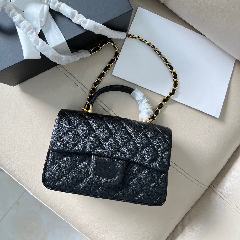 Handle Mini Classic Chain Flap Bags 20cm Caviar Lambskin Leather Women Black White Quilt Crossbody, White lambskin
Handle Mini Classic Chain Flap Bags 20cm Caviar Lambskin Leather Women Black White Quilt Crossbody, White lambskin