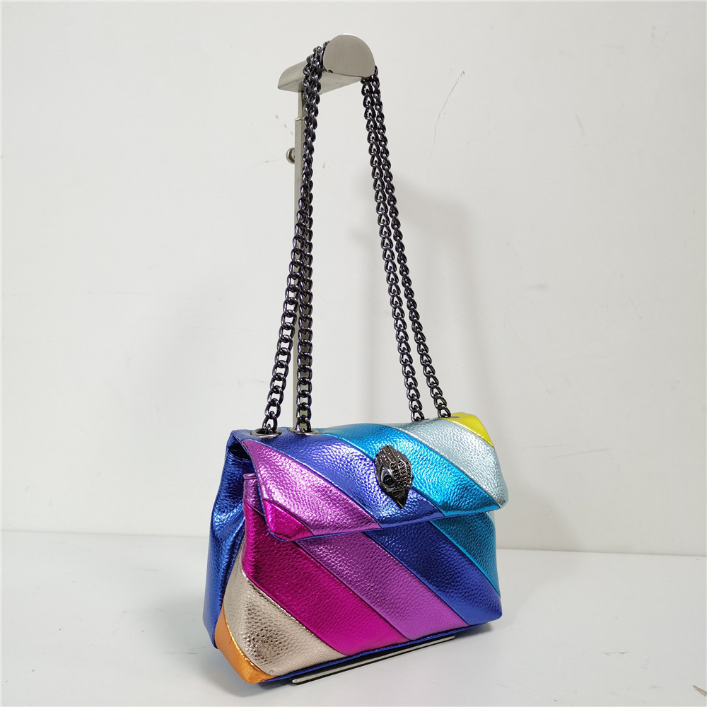 

London Kurt Geiger Kensington Mini PUl Leather Rainbow Cross Body Bag and Purse Luxury Shoulder Bag Small Messenger Bag, As picture+no logo