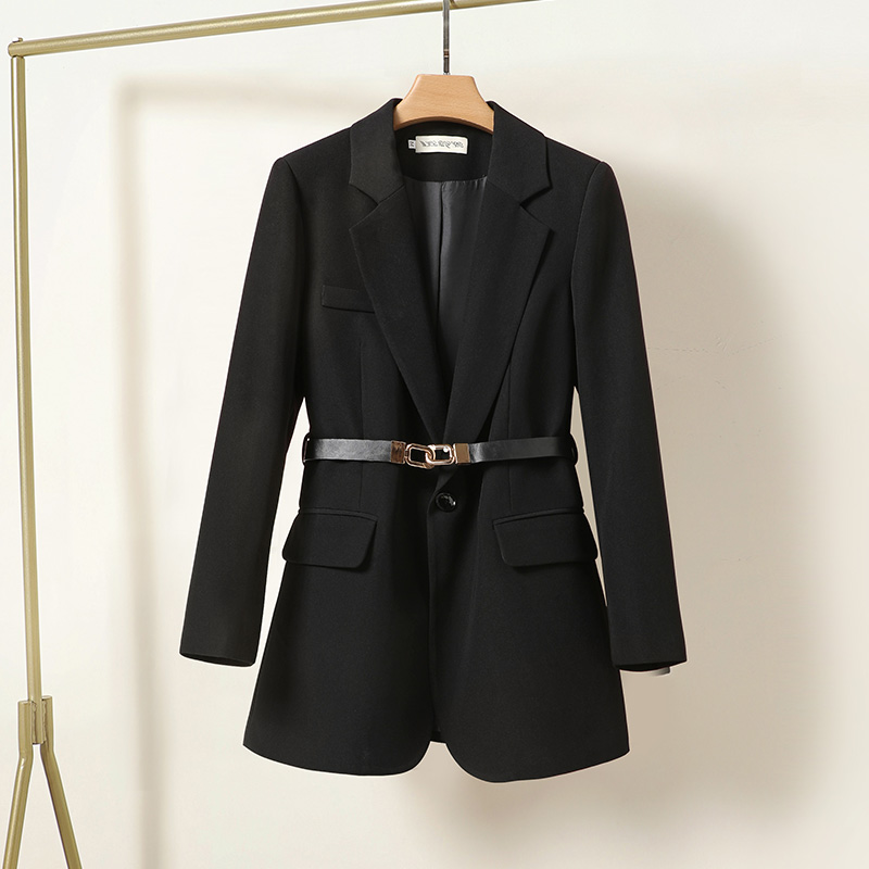 Spring Autumn Elegant Women Jackets 2023 Notched Collar Single Breasted Blazer Office Lady Long Sleeve Solid Blazer Coat With