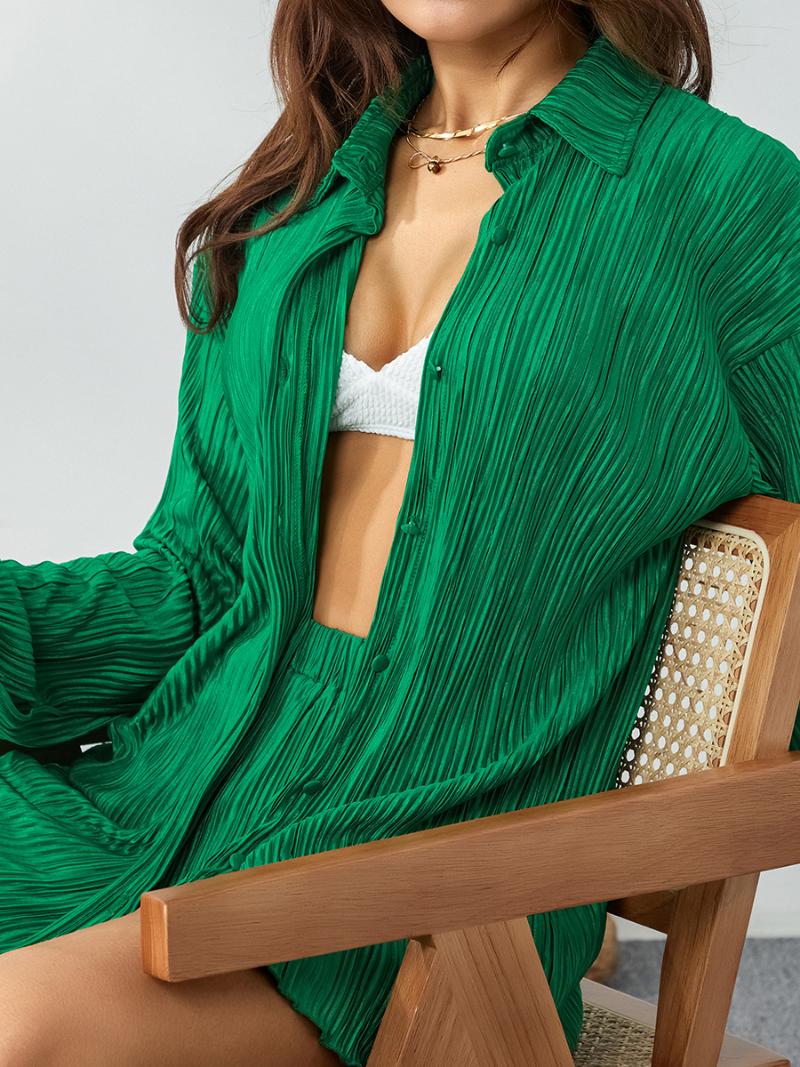Women' Tracksuits Women 2 Piece Pleated Shorts Sets Long Sleeve Button Down Shirt Blouse Shirts Wide Leg Outfits Y2K Fashion StreetwearWome
Women' Tracksuits Women 2 Piece Pleated Shorts Sets Long Sleeve Button Down Shirt Blouse Shirts Wide Leg Outfits Y2K Fashion StreetwearWome