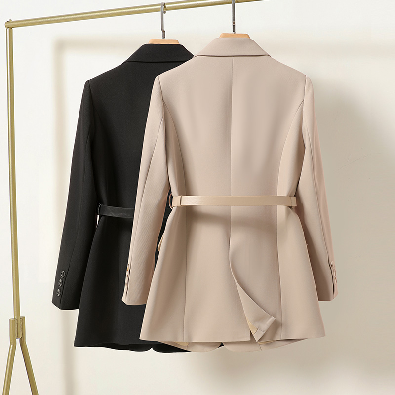 Spring Autumn Elegant Women Jackets 2023 Notched Collar Single Breasted Blazer Office Lady Long Sleeve Solid Blazer Coat With