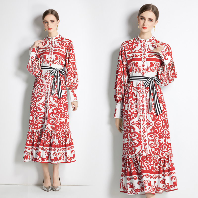 2023 Floral Girl Bohemian Dresses Long Sleeve Single-Breasted Lace Up Bow Women Designer Dress Spring Autumn Fashion Ladies Fine Elegant Red Slim A-Line Frocks, Green
2023 Floral Girl Bohemian Dresses Long Sleeve Single-Breasted Lace Up Bow Women Designer Dress Spring Autumn Fashion Ladies Fine Elegant Red Slim A-Line Frocks, Green