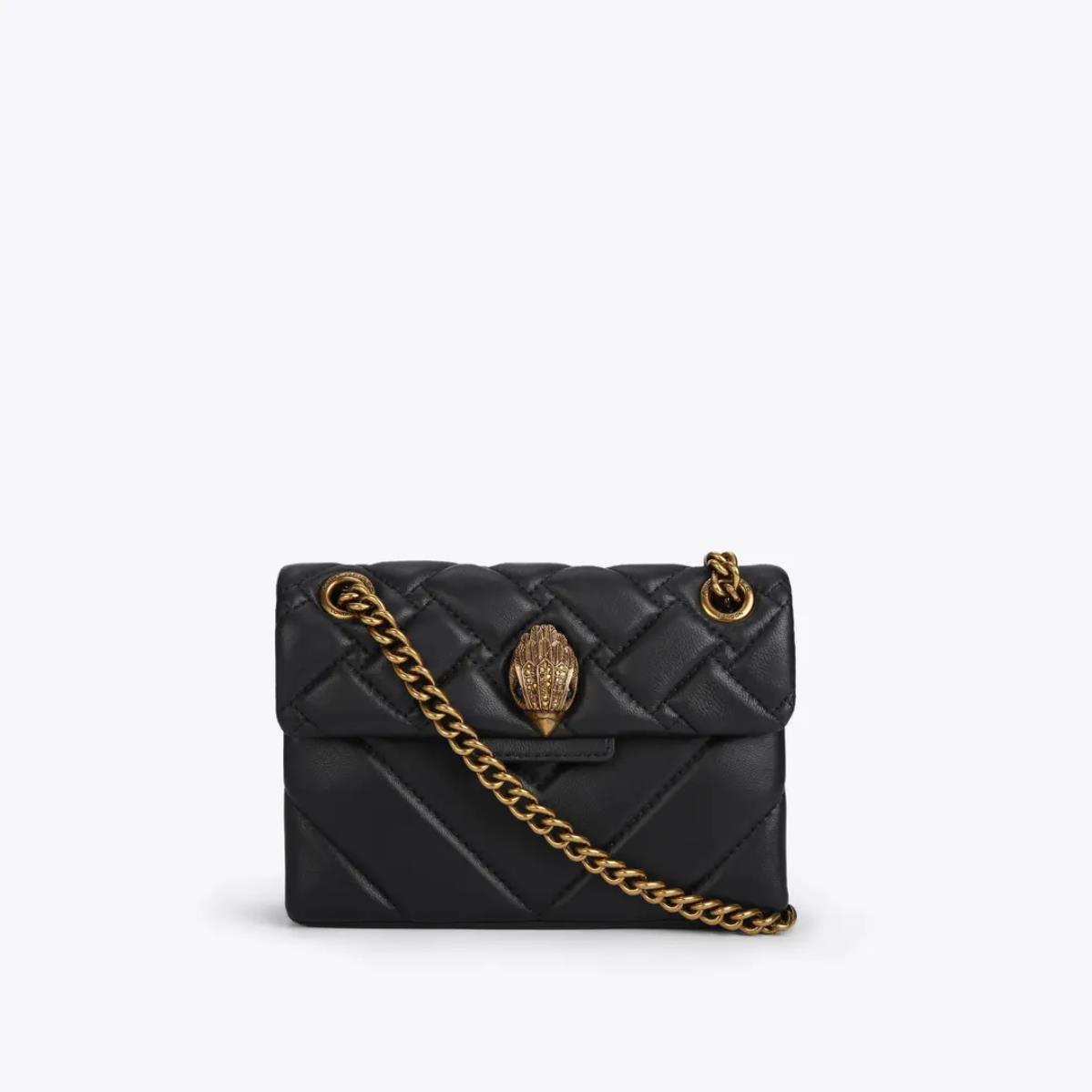 

Kurt Geiger London Kensington Mini 20cm Black Gold/Silver Chains Bags for Women Luxury Real Leather Cross Body Handbag