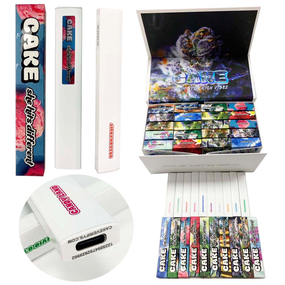 Gen 5 Cake Disposable Vape Pen E Cigarettes 5th Generation Vaporizer starter kit 280mAh rechargeable battery 1ml e-cig cartridges Empty thick oil pod with packaging
Gen 5 Cake Disposable Vape Pen E Cigarettes 5th Generation Vaporizer starter kit 280mAh rechargeable battery 1ml e-cig cartridges Empty thick oil pod with packaging