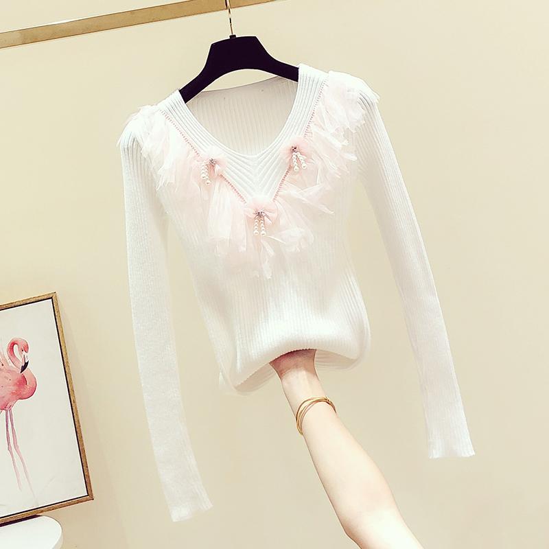 Womens Sweaters 2023 Autumn Knitted Women And Pullovers Beaded Tassel Long-sleeved Slim Office Lady Elegant Pulls Outwear Coat Tops Mari22