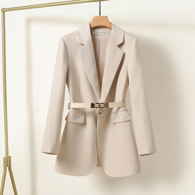 Spring Autumn Elegant Women Jackets 2023 Notched Collar Single Breasted Blazer Office Lady Long Sleeve Solid Blazer Coat With
