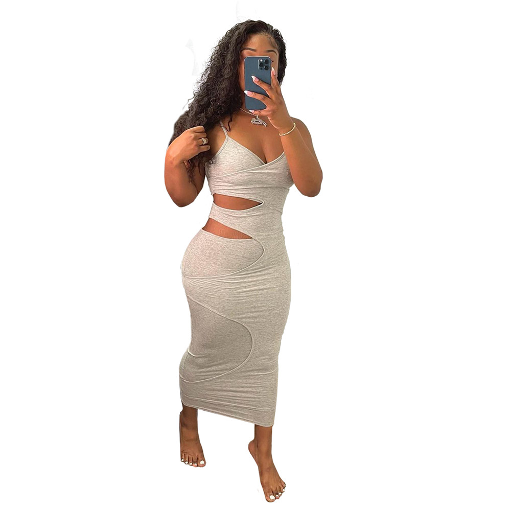 New Plus size 3XL Designer Dresses Spring Summer Clothes Women Spaghetti Strap Dress Sexy Sleeveless Hollow Out Bodycon Dress Casual Skinny Elegant Sk