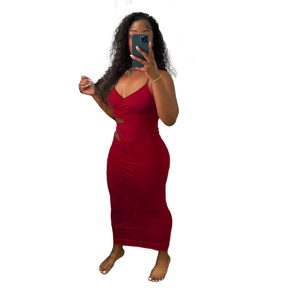 New Plus size 3XL Designer Dresses Spring Summer Clothes Women Spaghetti Strap Dress Sexy Sleeveless Hollow Out Bodycon Dress Casual Skinny Elegant Sk