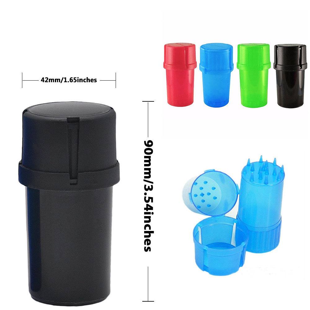 Smoking Colorful Mini Plastic Grinder tobacco spice herb Grinders Crusher for herbal machine with Airtainer Storage Container Case
