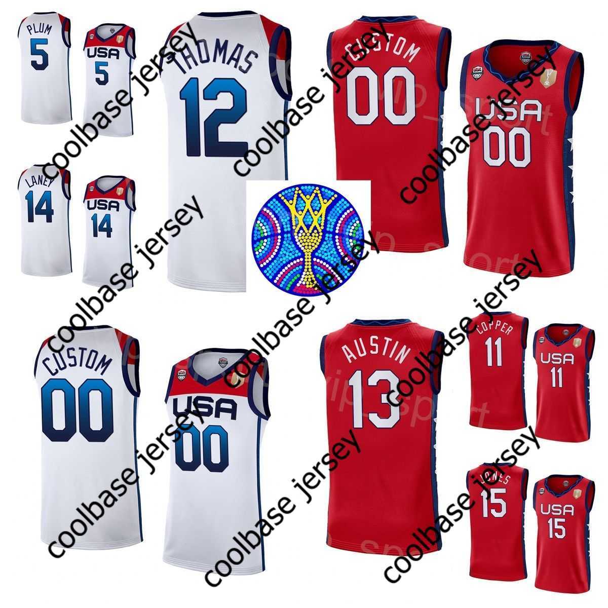 Printed American 2022 FIBA Women Basketball Jersey US Woman World Cup 15 Brionna Jones 13 Shakira Austin 11 Kahleah Copper Breanna Stewart
