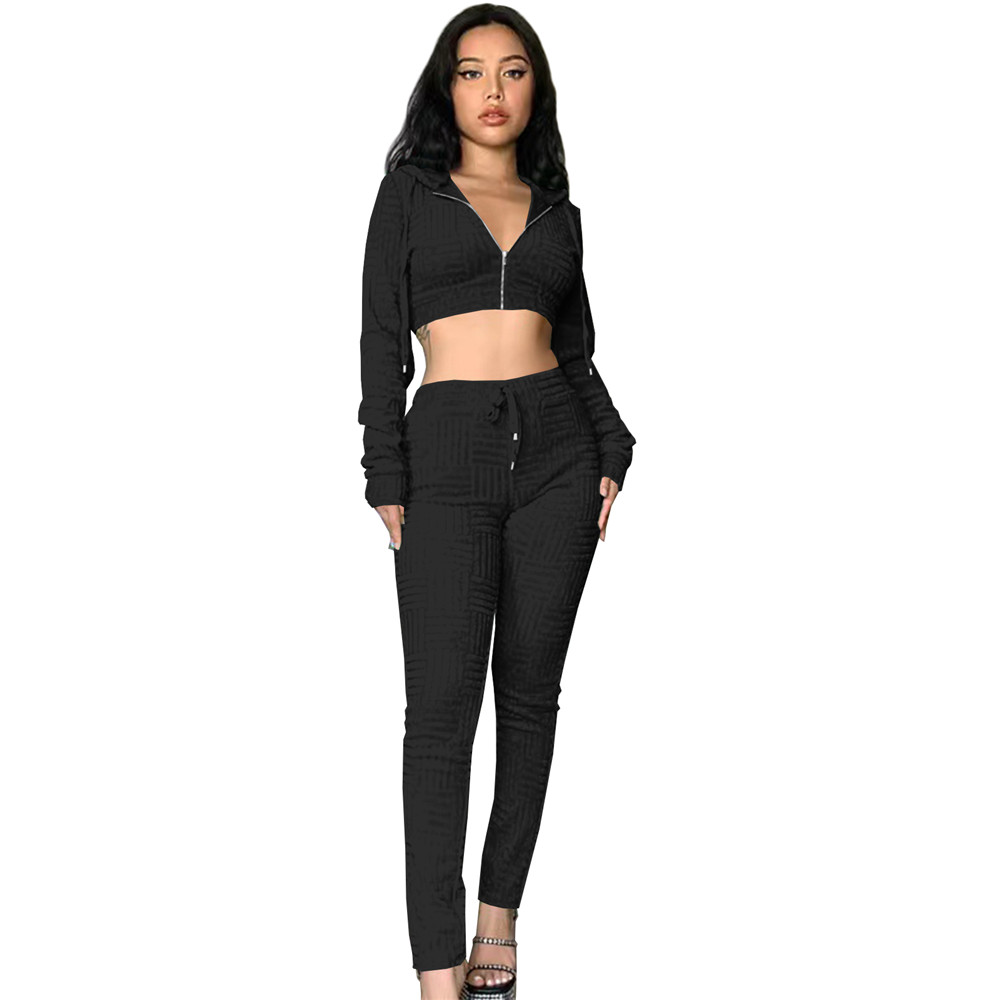 Designer Women Tracksuits Fall Winter Long Sleeve Outfits Hooded Jacket Crop Top and pants Two Piece Sets Sportswear Casual Jogger suits Solid Sweatsu