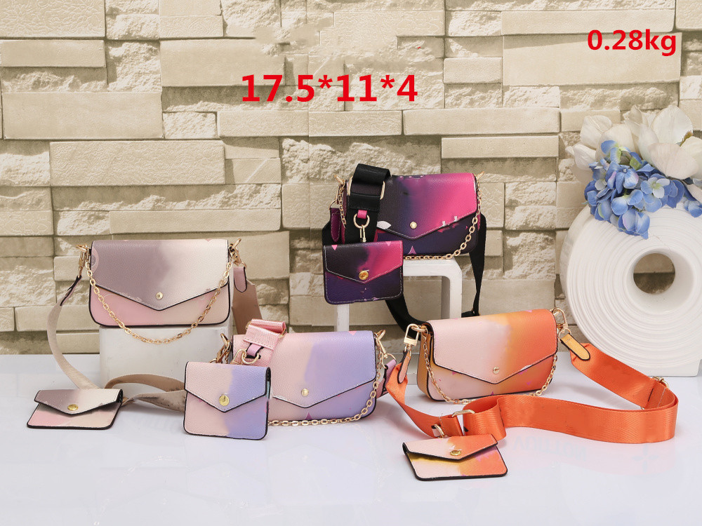 Women 2pc bags Designer Felicie Pochette Colorful gradient Composite Bag Crossbody shoulder chain handbag leather messenger wallet Card Holder Spring in the city
Women 2pc bags Designer Felicie Pochette Colorful gradient Composite Bag Crossbody shoulder chain handbag leather messenger wallet Card Holder Spring in the city