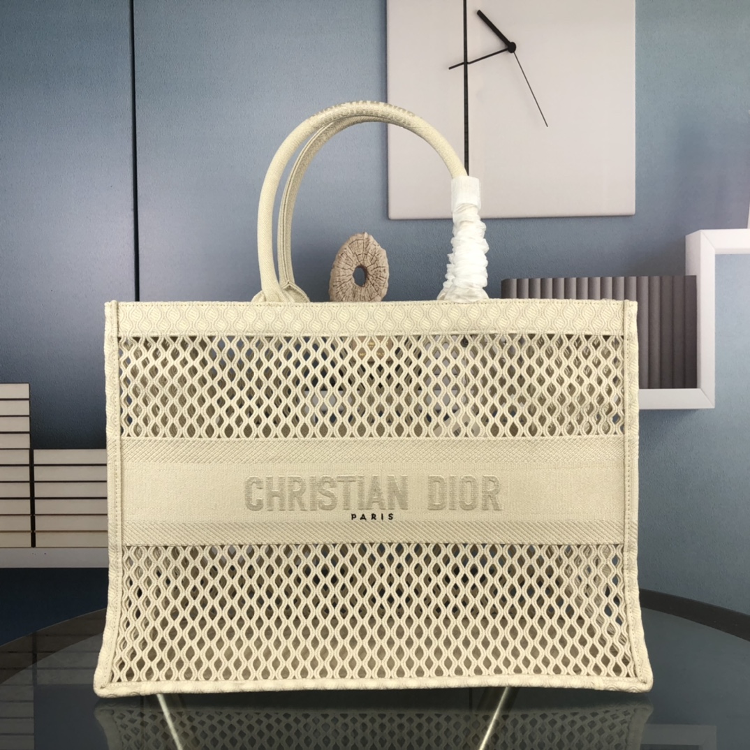 Dior Book Tote Mesh embroidery handmade shopping bag canvas handbags Large size 41.5CM MM size 36cm