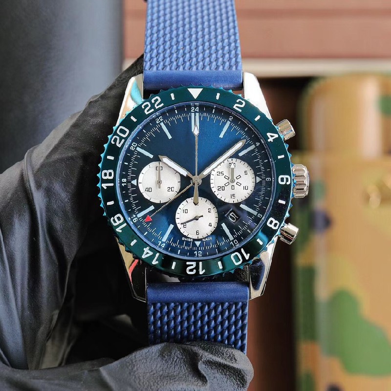 Brietling mens watches quartz watch 43mm stopwatch man watch rubber belt 316L fine steel case
Brietling mens watches quartz watch 43mm stopwatch man watch rubber belt 316L fine steel case