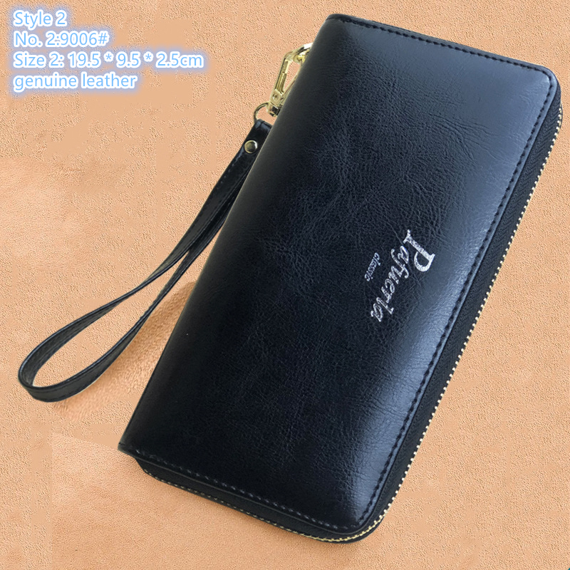 Factory wholesale ladies shoulder bags 2 styles classic solid leather long wallet multifunctional zipper mobile phone coin purse metal retro clutch bag