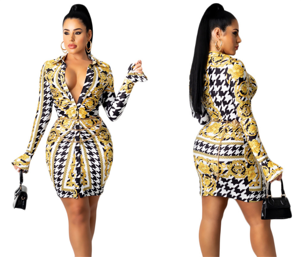 Fashion Womens Casual Dress Designer One-piece Skirts Women Dress Long Sleeve High Collar Printed Irregular Dresses Female Size -2Xl, Gold
Fashion Womens Casual Dress Designer One-piece Skirts Women Dress Long Sleeve High Collar Printed Irregular Dresses Female Size -2Xl, Gold