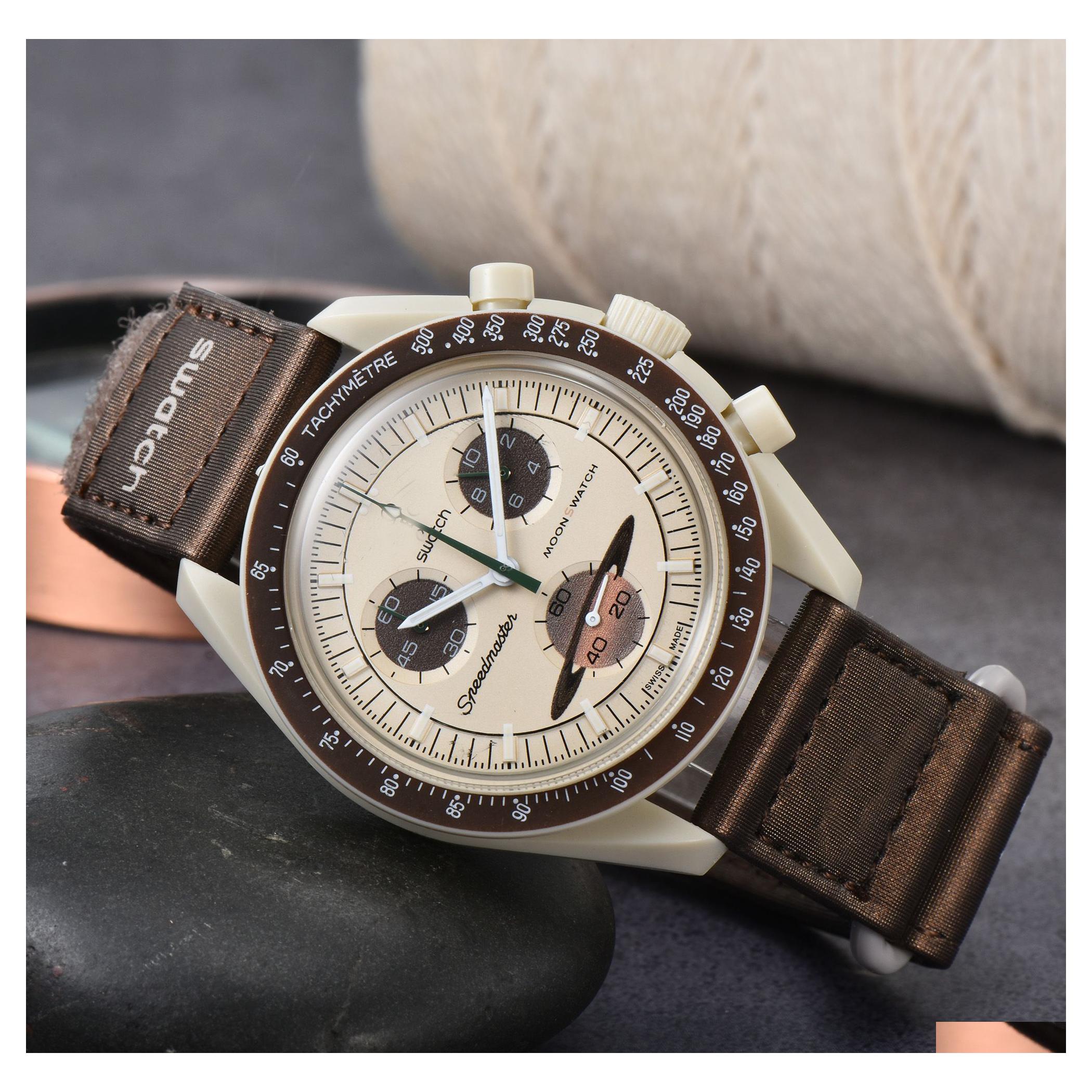 Women'S Watches High Quality 2022 Moon Summer Designer 6 Pins Mark Functional Speedmaster Planet Quartz Watch Unisex Swatch Couple B Dhxar, 06
Women'S Watches High Quality 2022 Moon Summer Designer 6 Pins Mark Functional Speedmaster Planet Quartz Watch Unisex Swatch Couple B Dhxar, 06