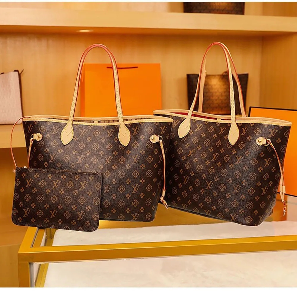 2pcs set Top quality Women PU leather handbag handbag ladies designer handbag high quality lady clutch purse retro shoulder louise Purse vutton Crossbody viuton Bag
