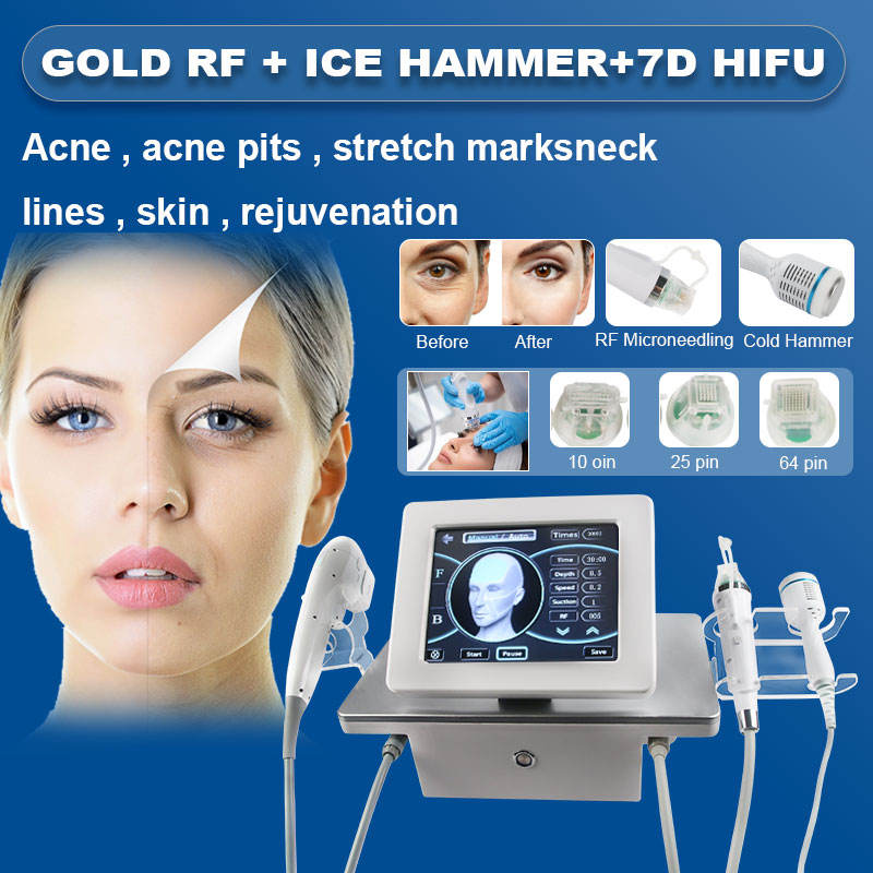2023 RF 3 in1 rf 7D Hifu Microneedling Fractional Microneedling Cold Hammer Skin Rejuvenation Slimming Facial Treatment