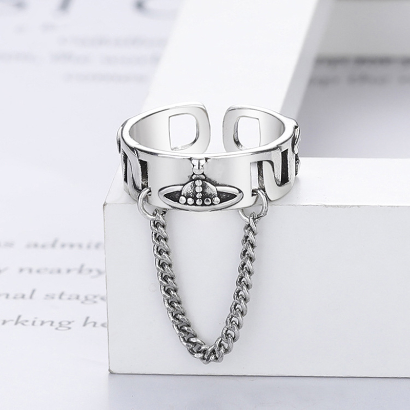 

Designer Man Ring Vintage Star Ring Personality Creative Chain Saturn Chain Globe Women's Index Finger Ring