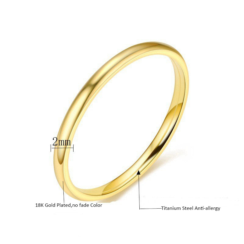 Elegant Simple Designer Titanium Steel Ring for Women Ladies 18K Gold Silver Black Solid Color Band Rings Ladies Bride Wedding Jewelry Promotion Birth