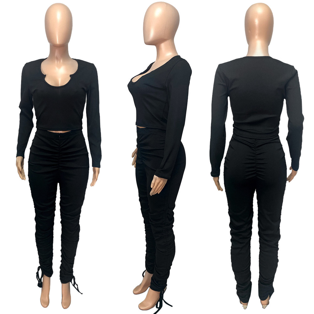 Designer Spring Clothes Women Tracksuits Plus size 2XL Outfits Long Sleeve Pullover Top and Pants Casual Solid Sportswear Outwork Sweatsuits Sports Su